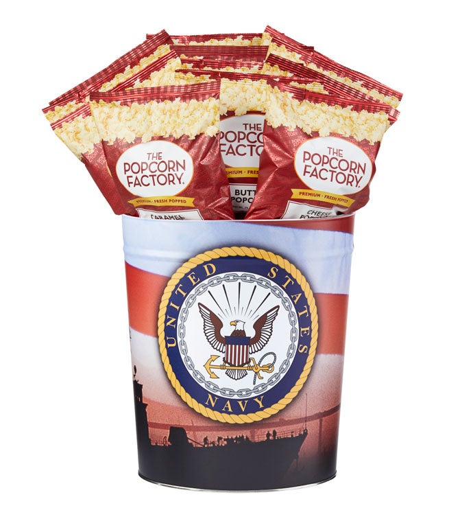 US Navy Popcorn Tin with 15 Bags of Popcorn